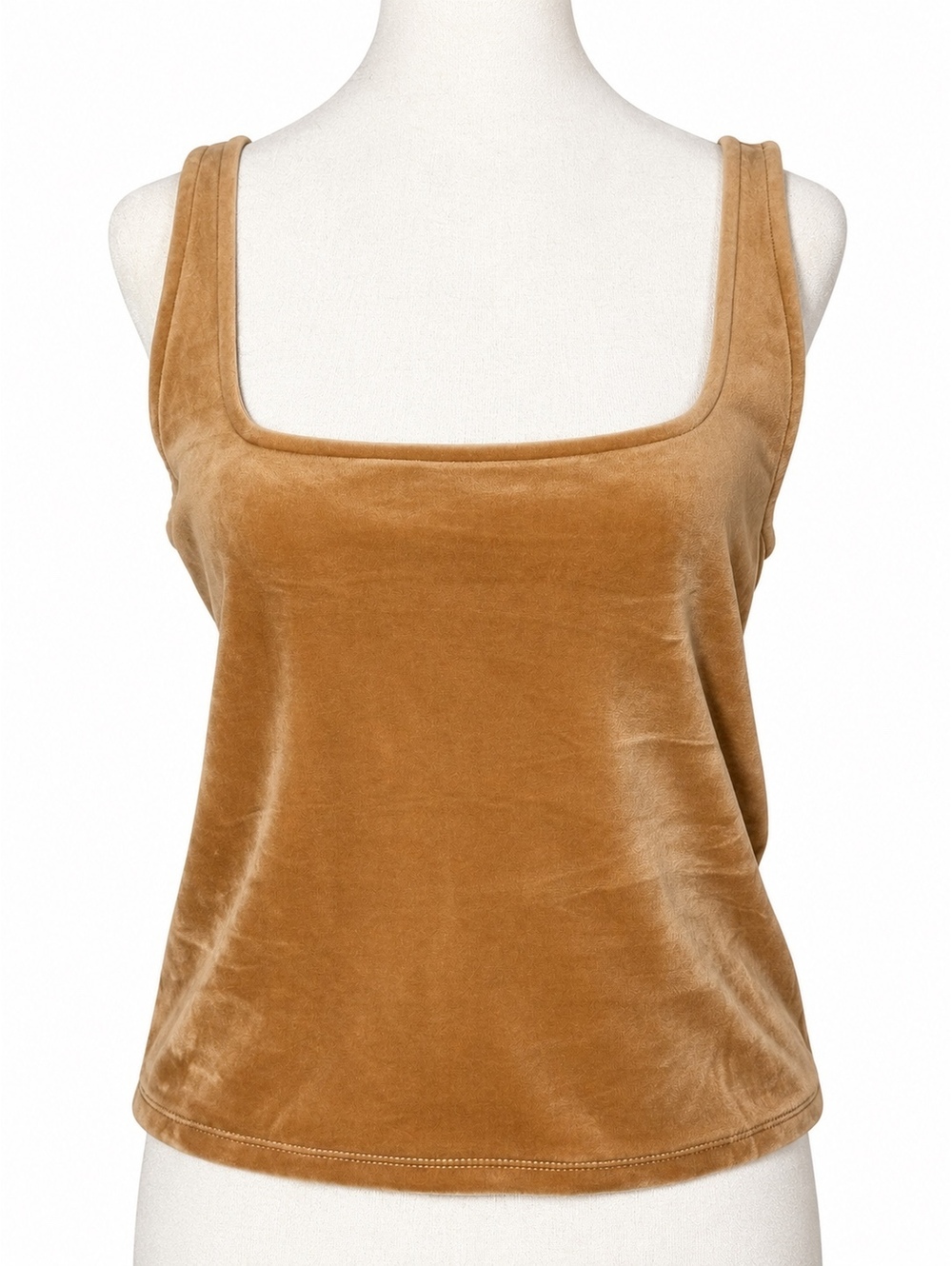 Express Velvet Square Neck Tank Top Camel Brown Neutral Y2K Fall Size M